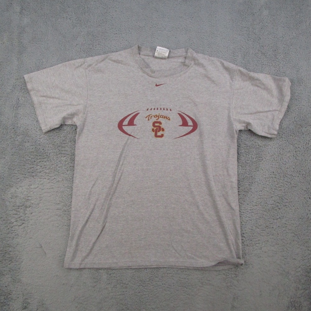 Nike Team USC Trojans T-Shirt Mens Medium Gray Short Sleeve Football NCAA Logo